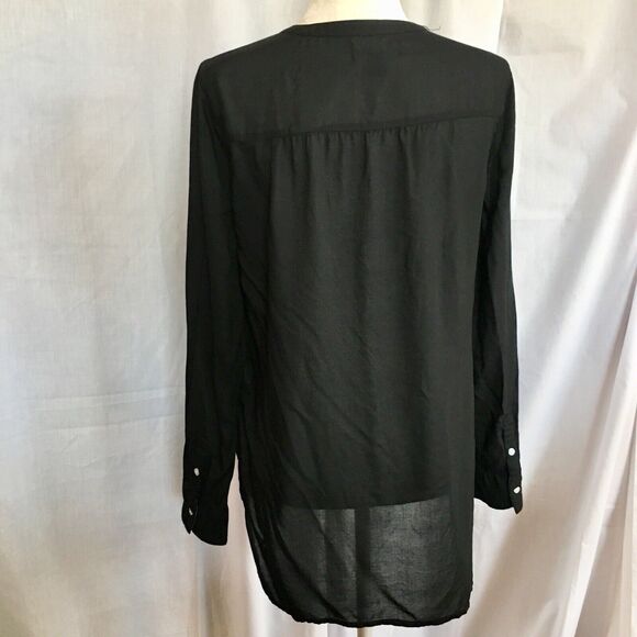 Old Navy Womens Medium Black Tunic Shirt Top Blouse White Chevron Button Up - Picture 5 of 12